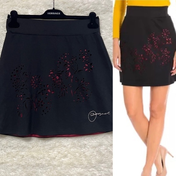 Desigual Gemma Bird and Flower Cut Skirt - Picture 1 of 9